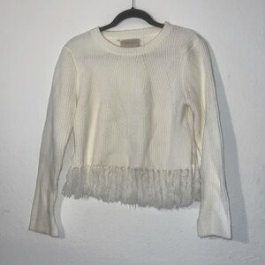 MOON RIVER white bottom fringe knit sweater